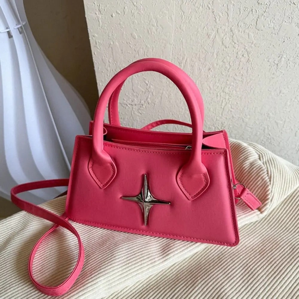 Black Mini Leather Y2k Bag Pink