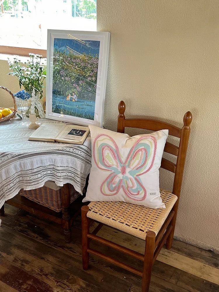 Embroidered Canvas Throw Pillow