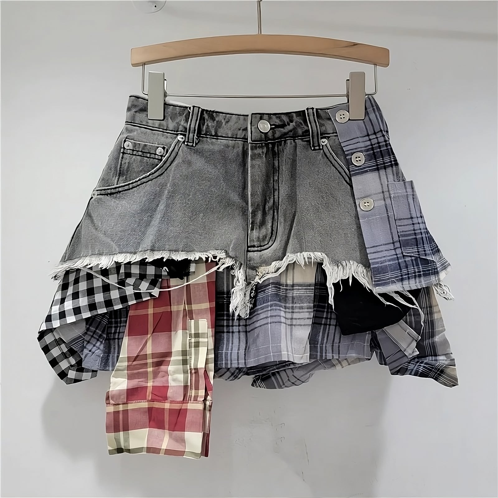 Asymmetrical Y2K Denim Skirt Black