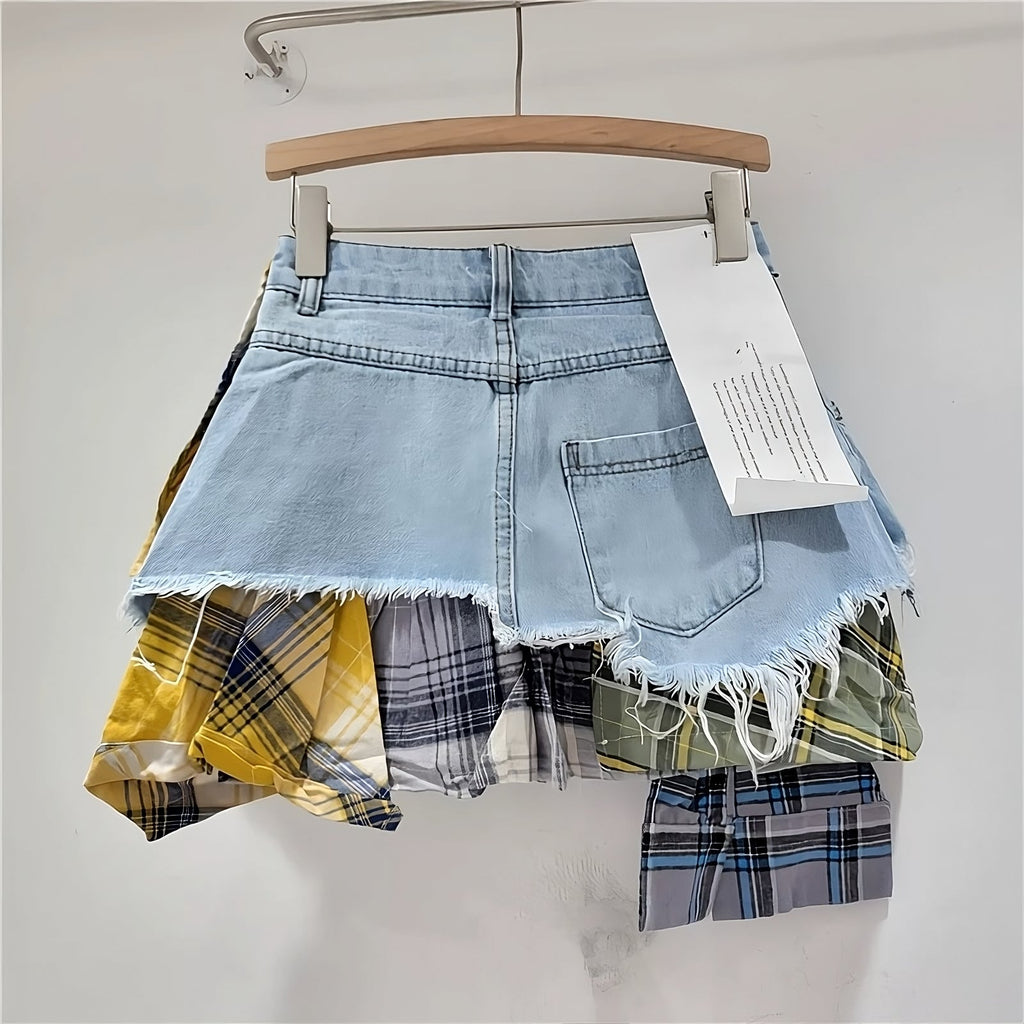 Asymmetrical Y2K Denim Skirt
