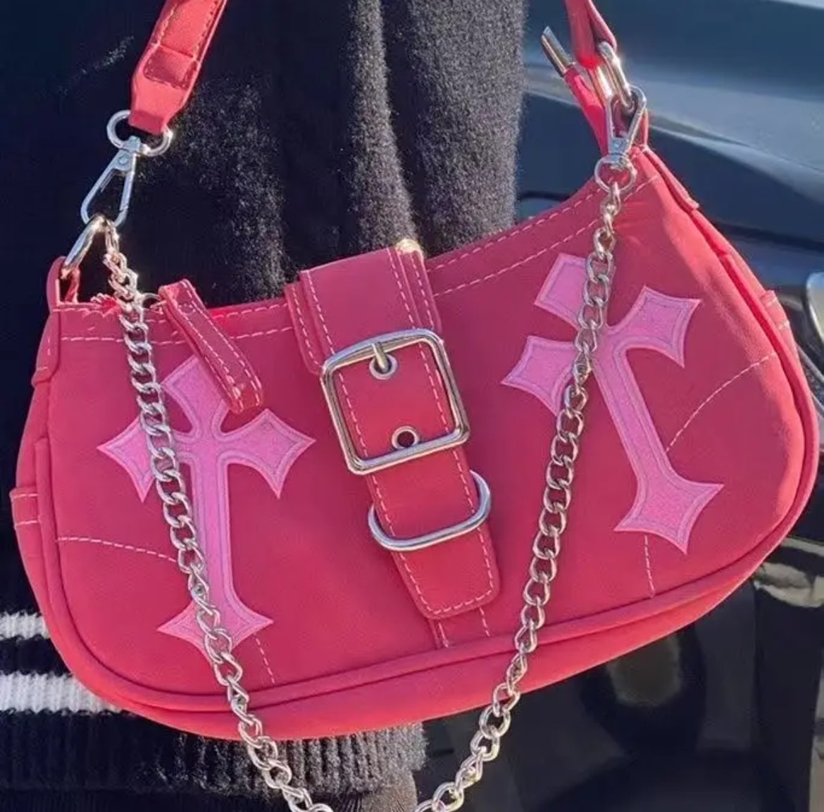 Retro Grunge Bag Pink Cross