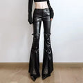 Gothic Leather Flare Pants