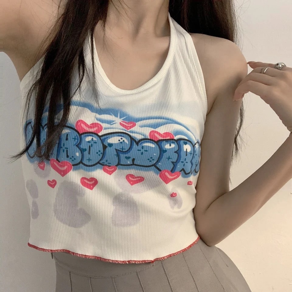 Y2K Korean Top Blue