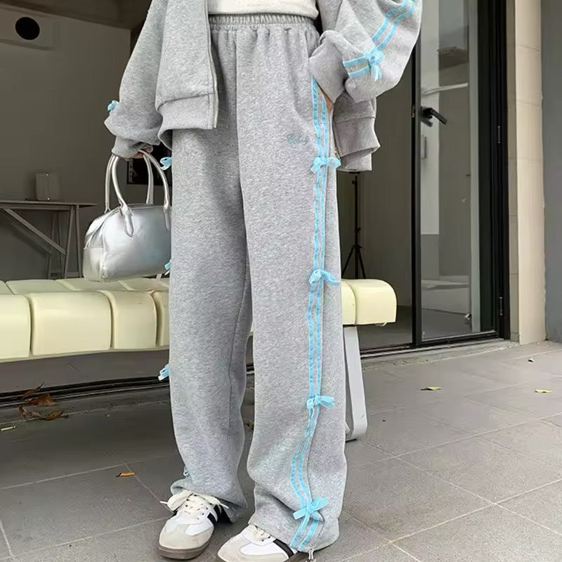 Coquette Bow Hoodie Blue Set (Hoodie + Pants)