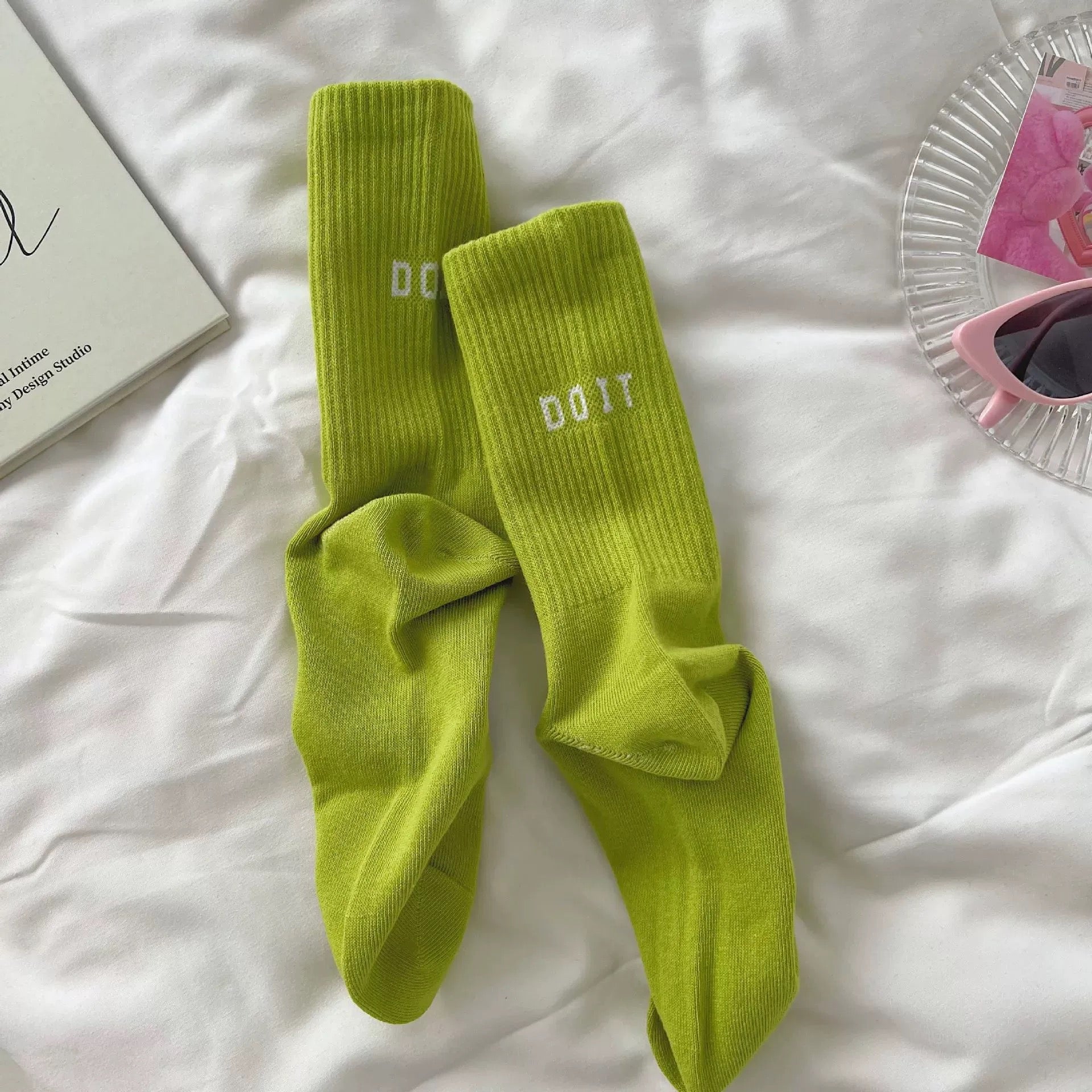 Y2k Pink Socks Green