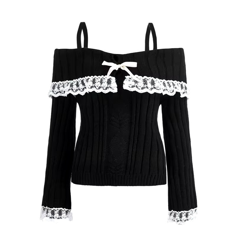 Coquette Pink Sweater Black