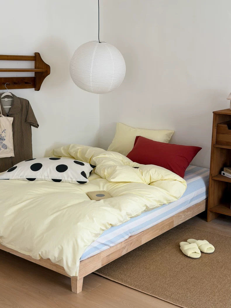 Butter Yellow Cotton Duvet Cover Set