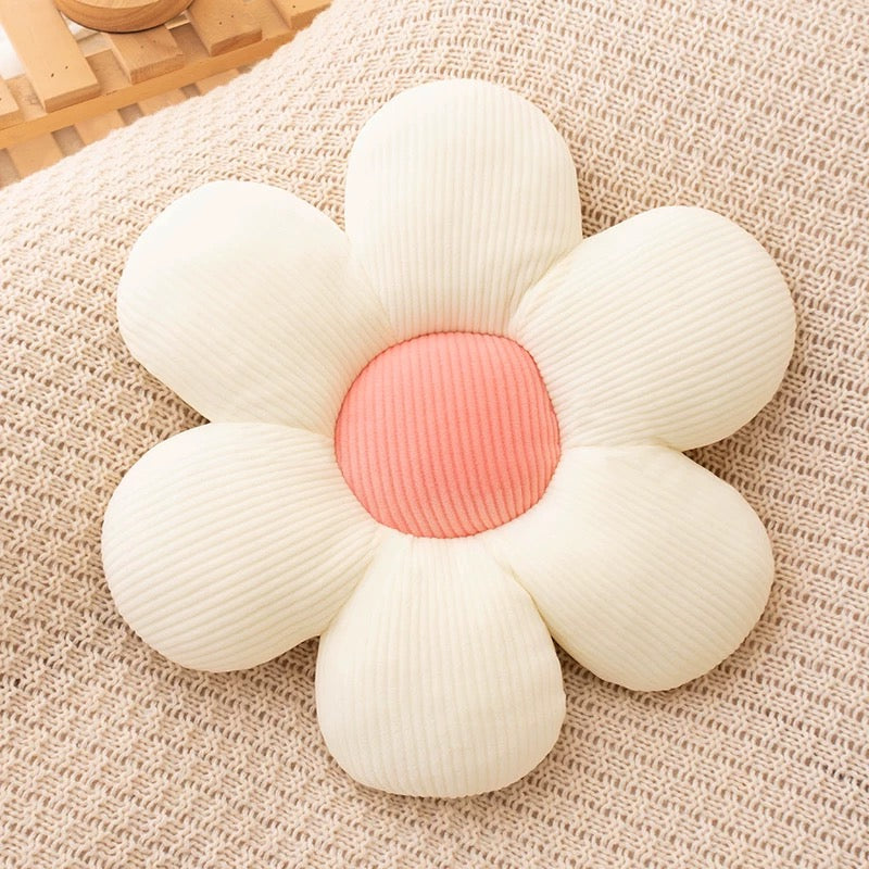Soft Flower Cushion Pillow White pink