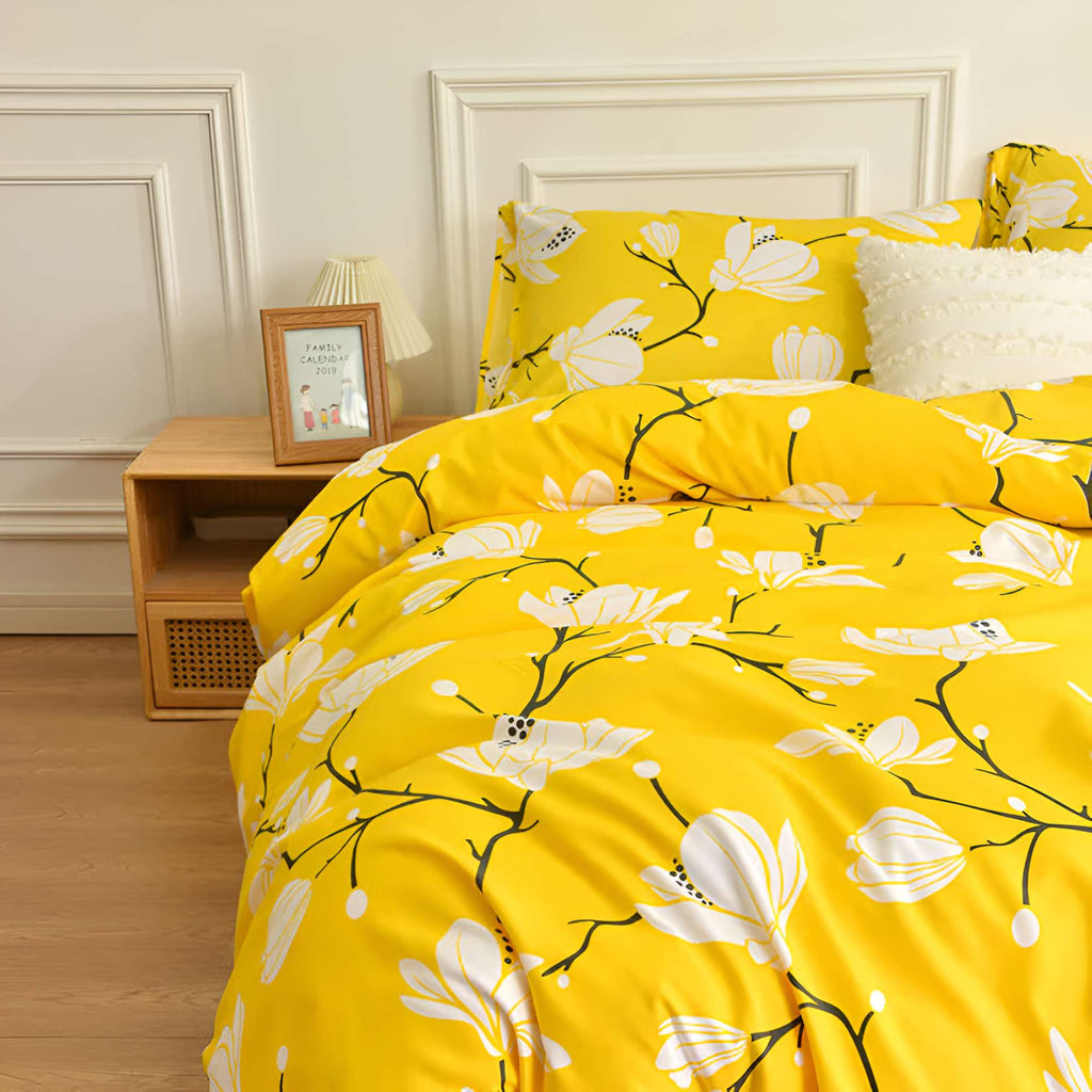 Yellow Magnolia Duvet Cover | Bedding Set(3PCS)