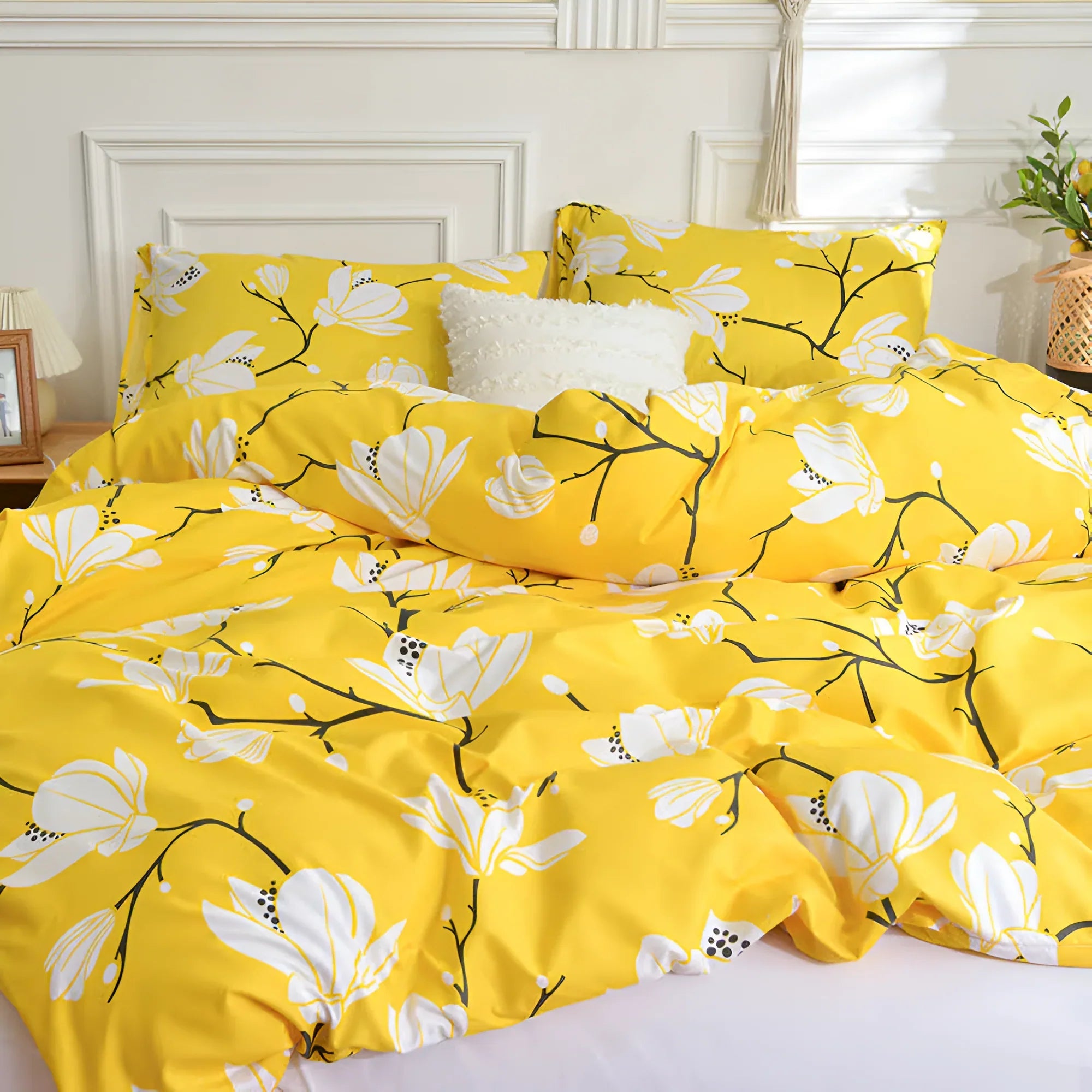 Yellow Magnolia Duvet Cover | Bedding Set(3PCS)