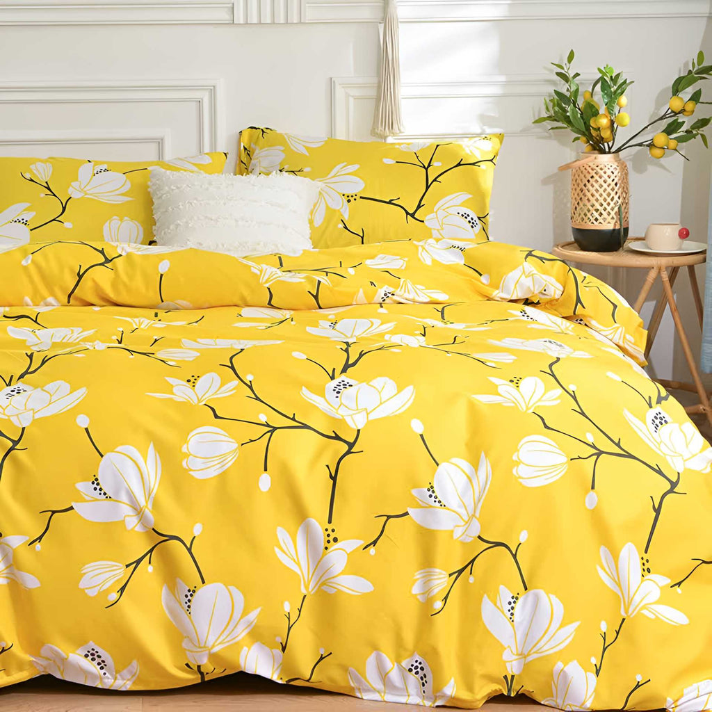 Yellow Magnolia Duvet Cover | Bedding Set(3PCS)