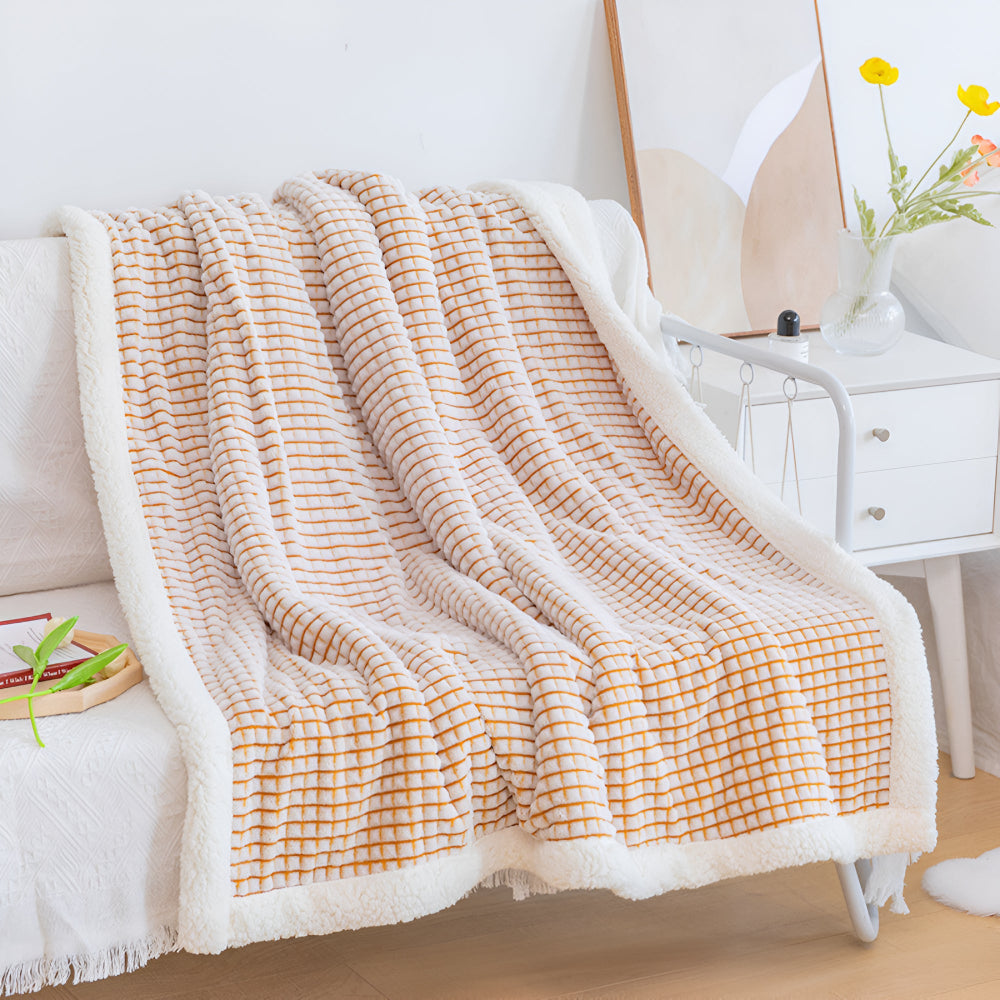 Warm Waffle Sherpa Blanket Golden