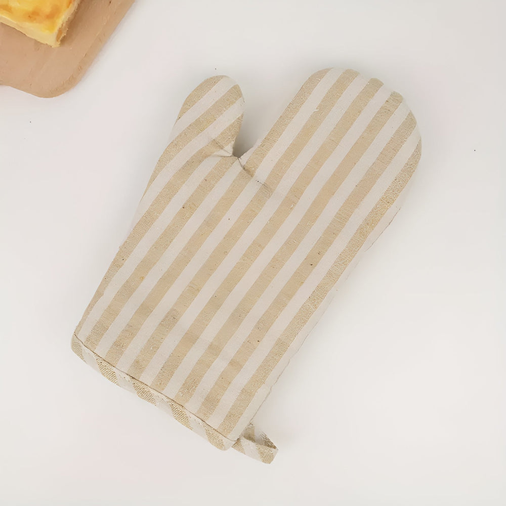 Premium Striped Heat-Resistant Oven Mitt Lemon stripes