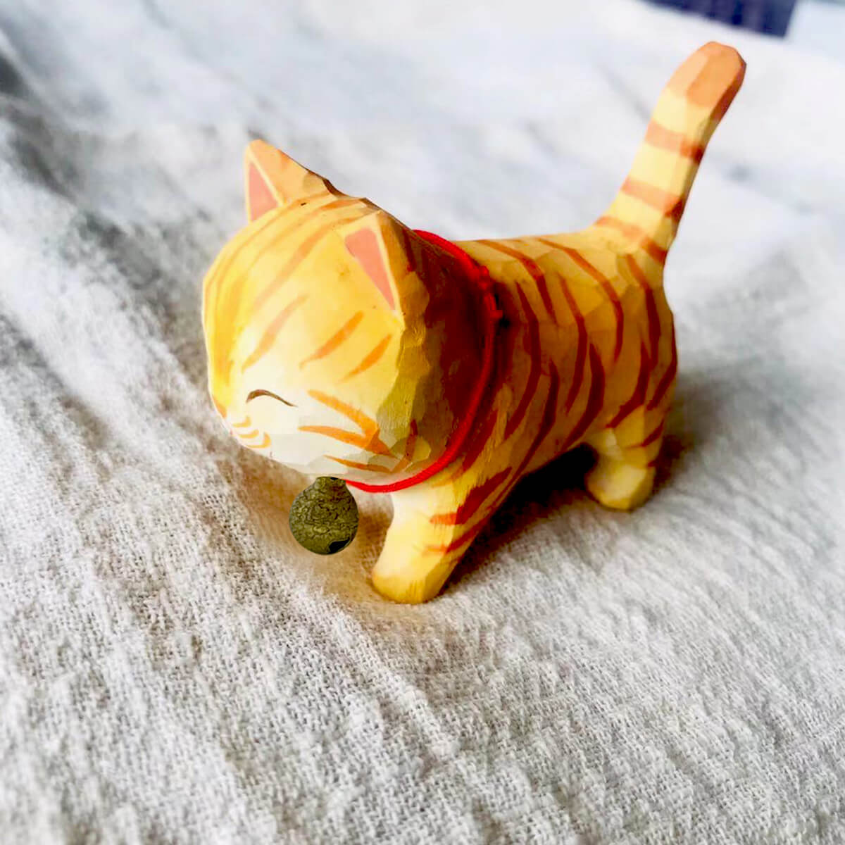 Hand-Carved Cat Figurines Yellow