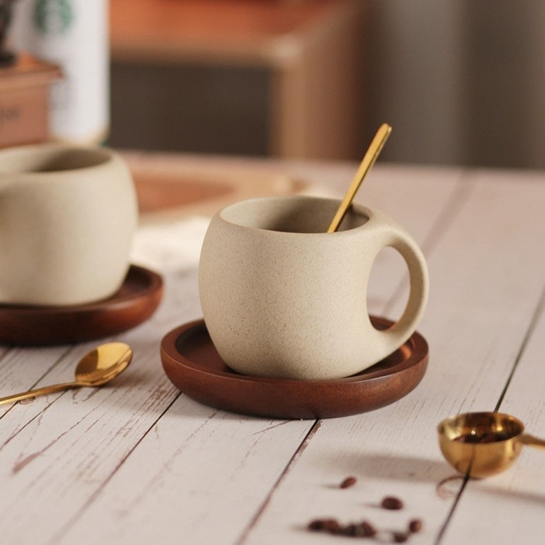 Ceramic Coffee Mug with Saucer & Spoon - Espresso Cup Set