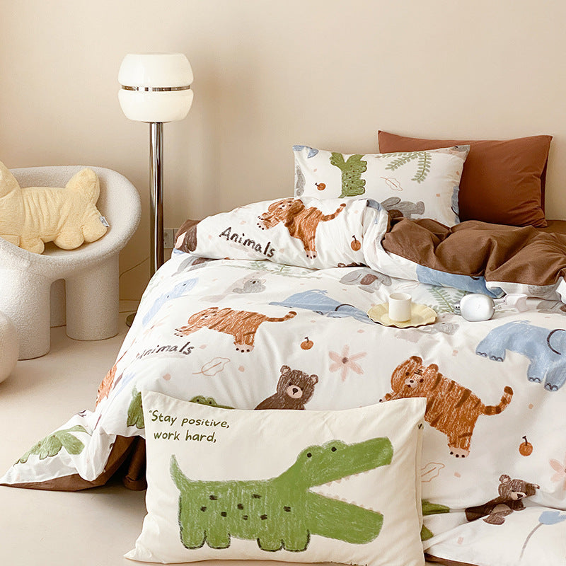 Zoo Animal Cotton Muslin Bedding Set – Twin/Queen